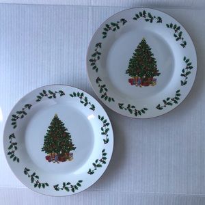 Set Of 2 Dessert/Salad Plates By Holiday Time 7.5” NWOT